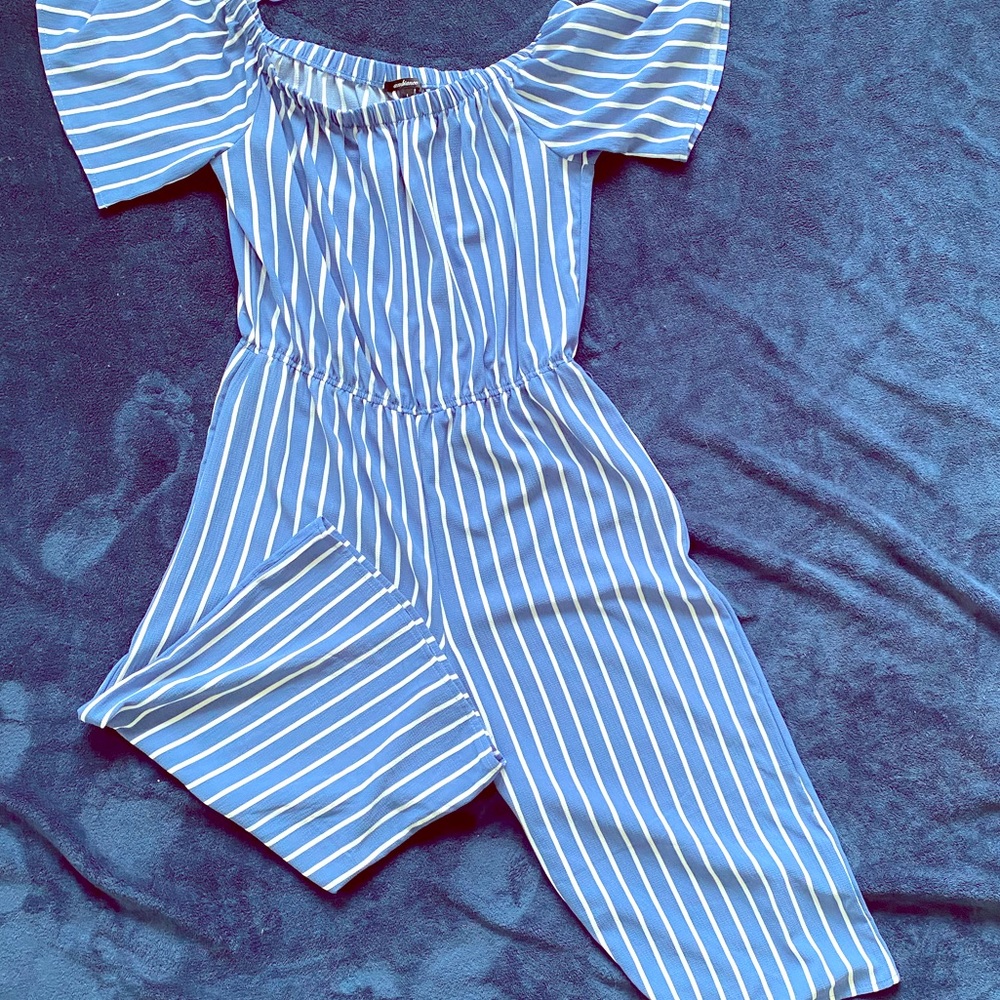 Striped, off shoulder, Wide Leg Romper
